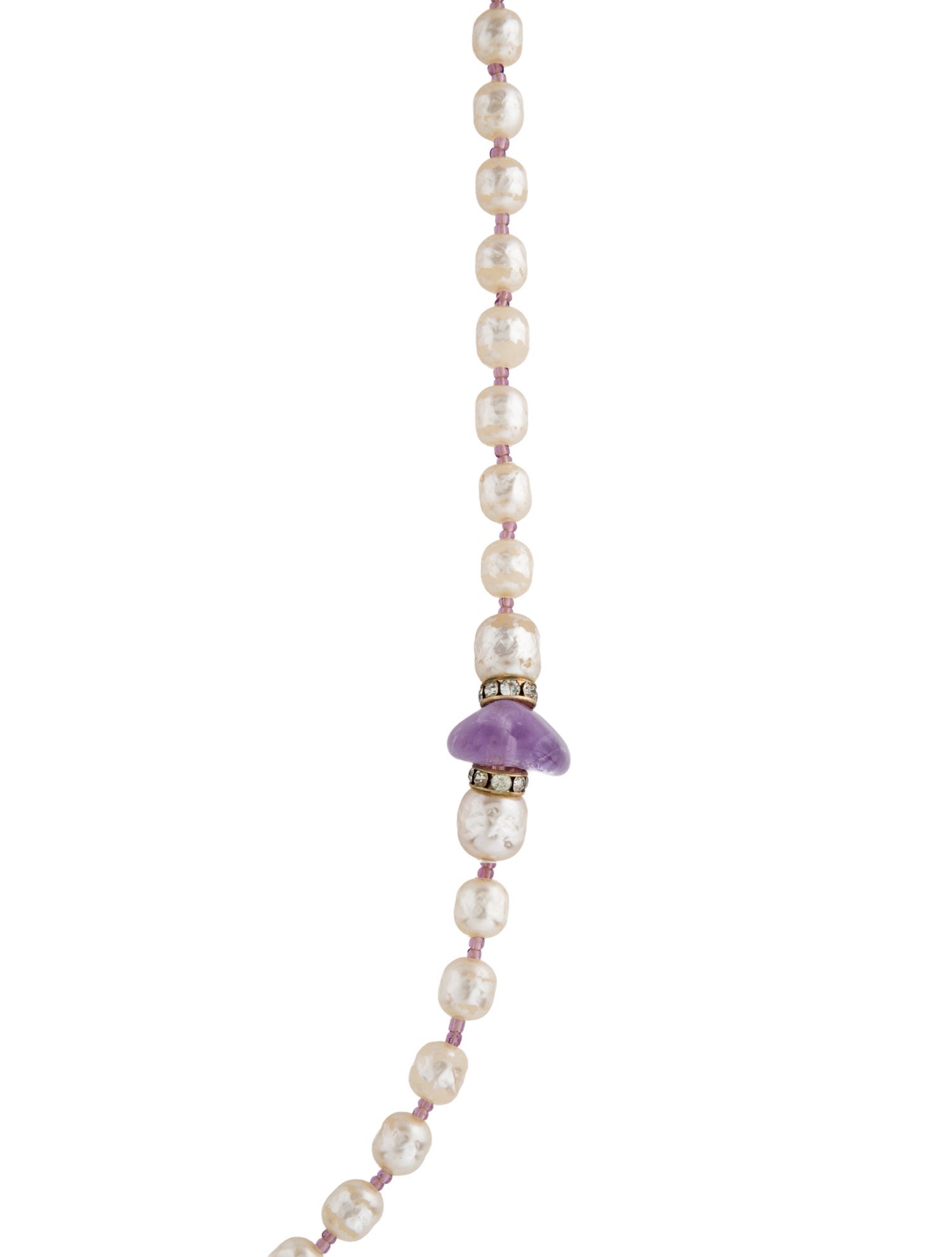 Miriam Haskell Multi-Stone Faux Pearl Long Strand Necklace