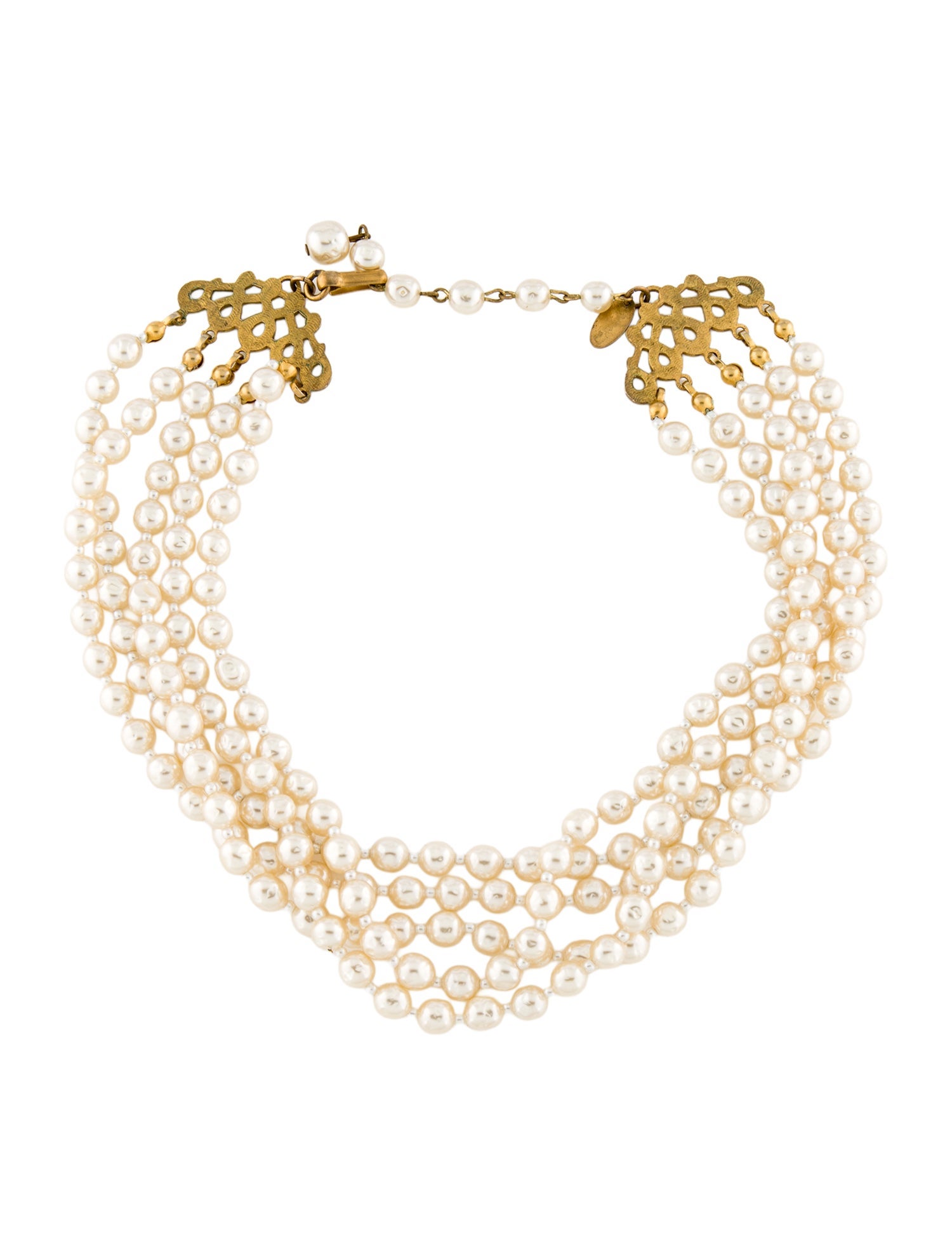 Miriam Haskell Faux Pearl Multistrand Necklace
