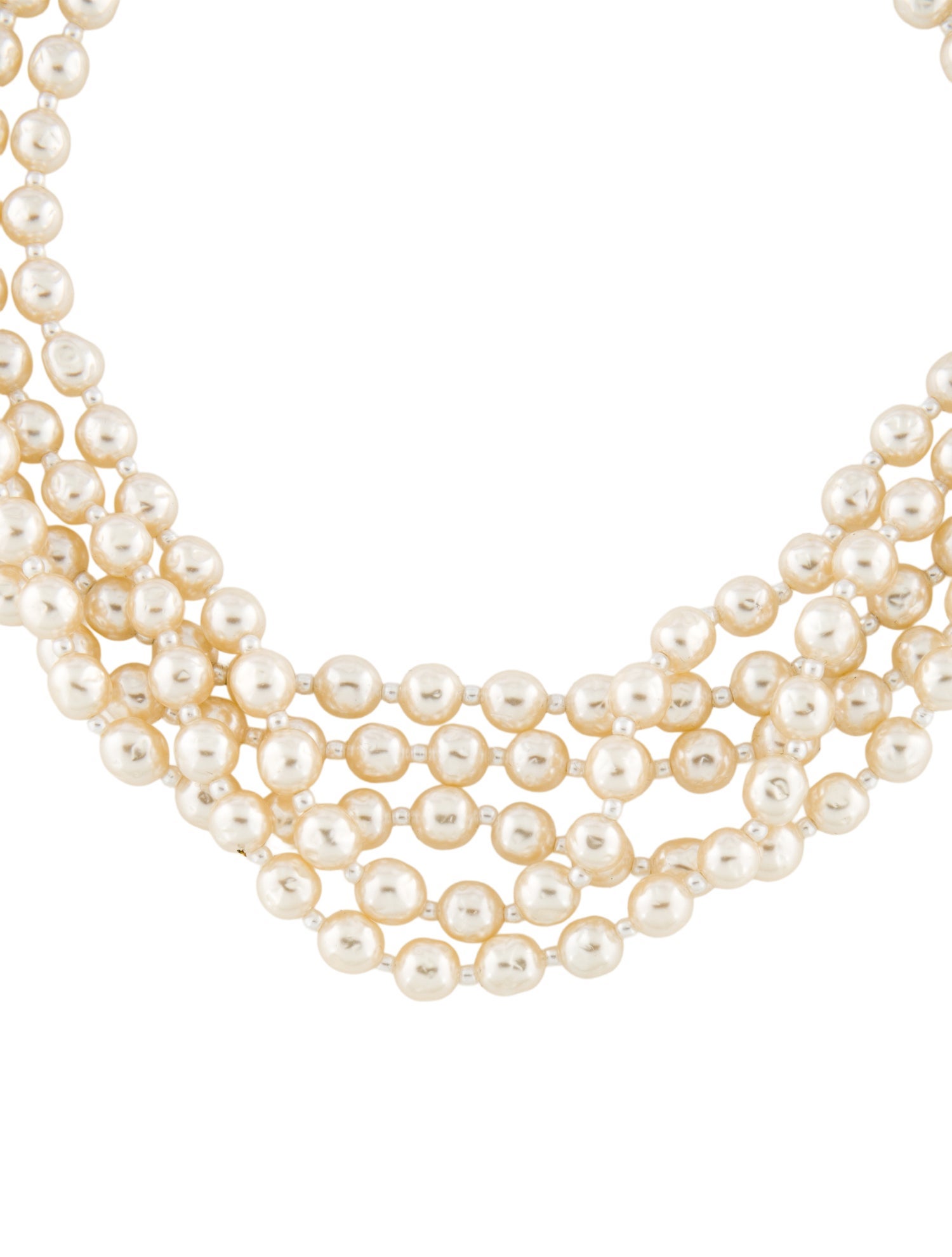 Miriam Haskell Faux Pearl Multistrand Necklace