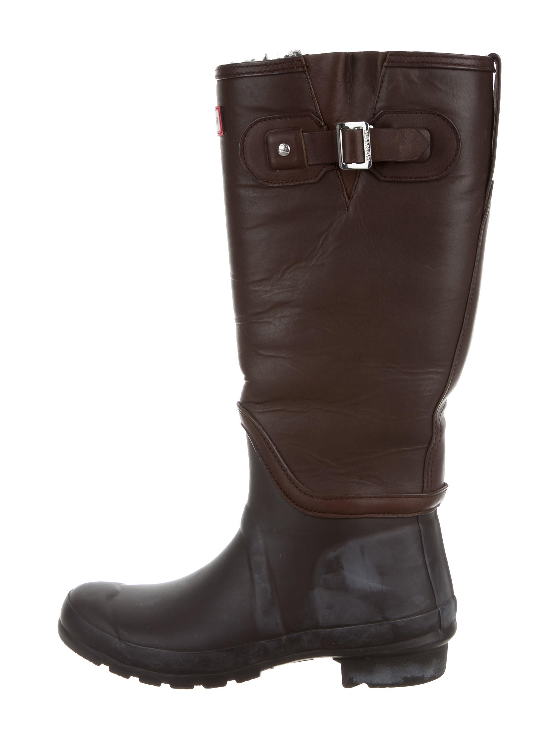 Hunter Leather-Trimmed Rain Boots