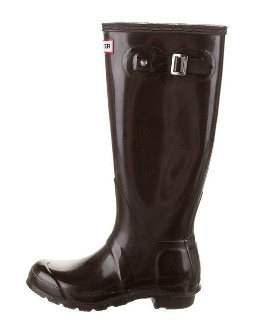 Hunter Rain Leather Rain Boots Brown