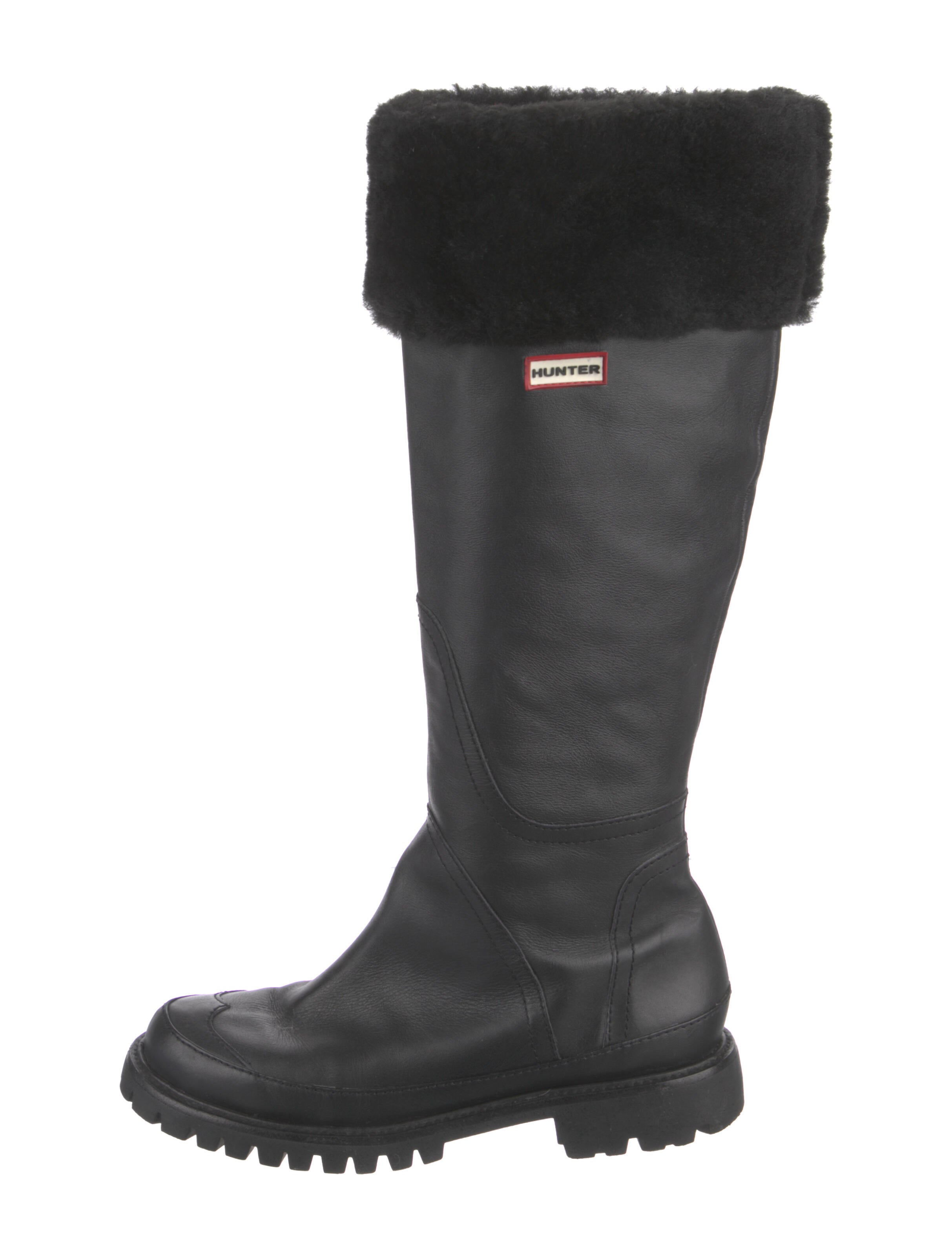 Hunter Leather Rain Boots Black Boots, Shoes WH837530 The RealReal