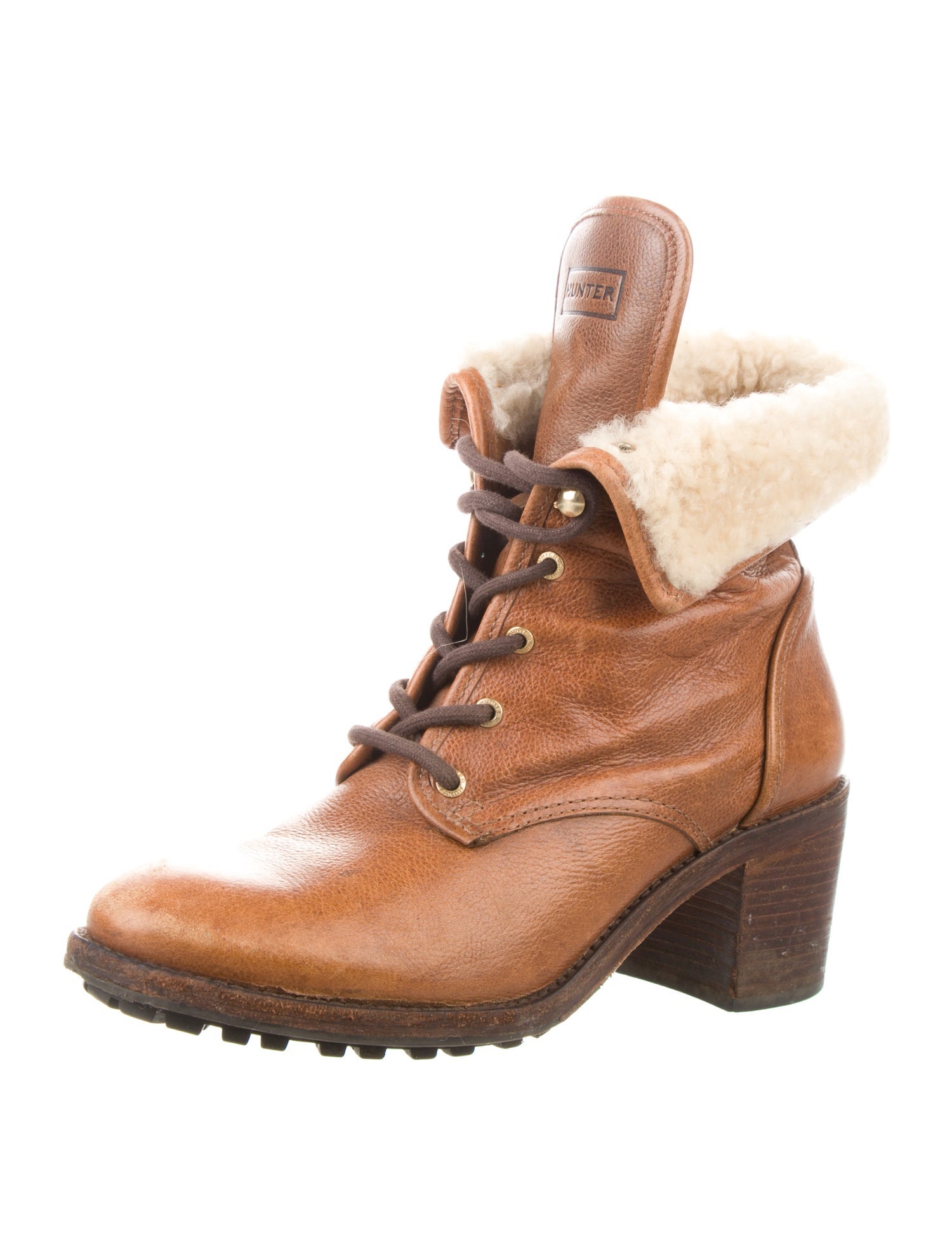 Hunter Leather Lace-Up Boots