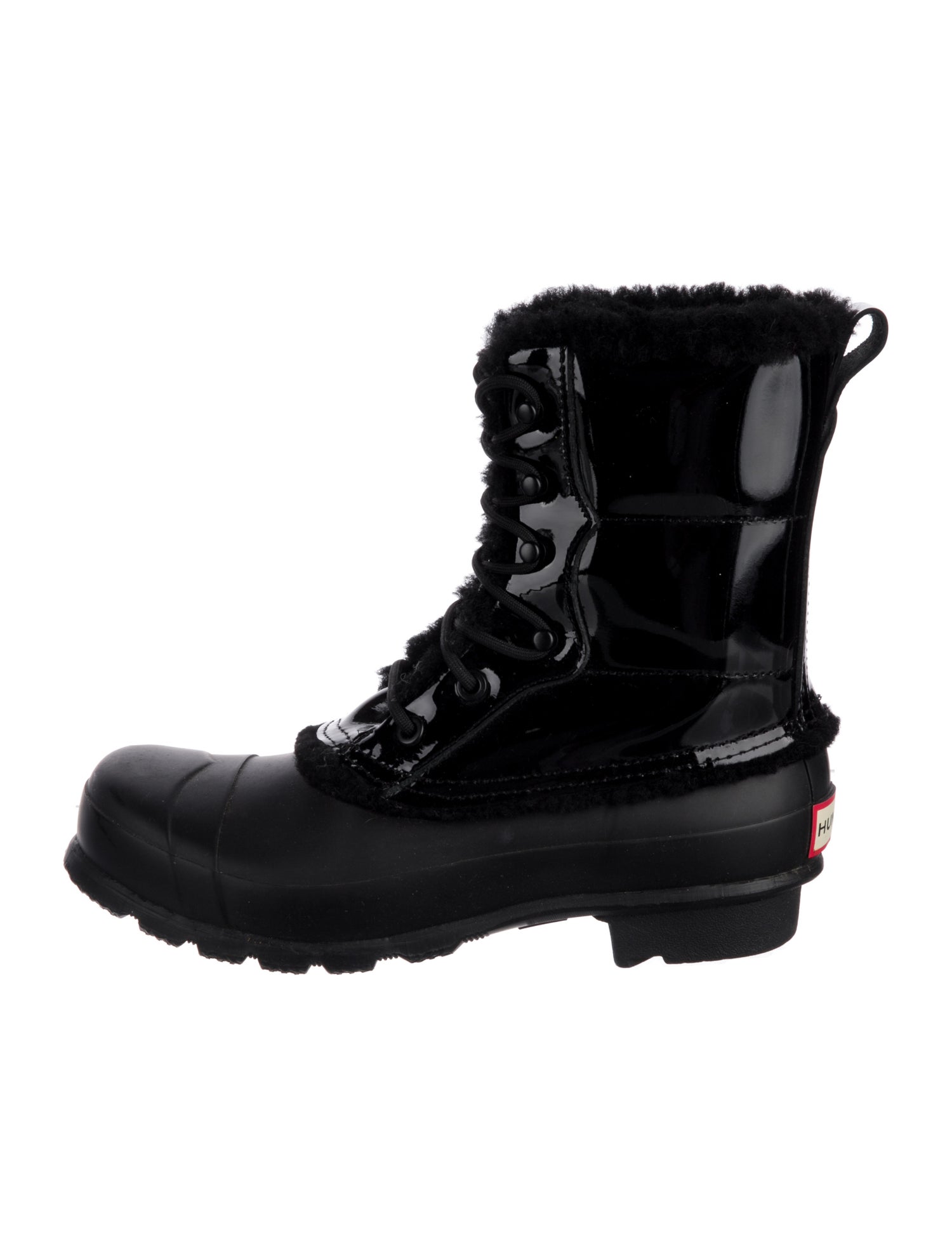 Hunter Patent Leather Combat Boots