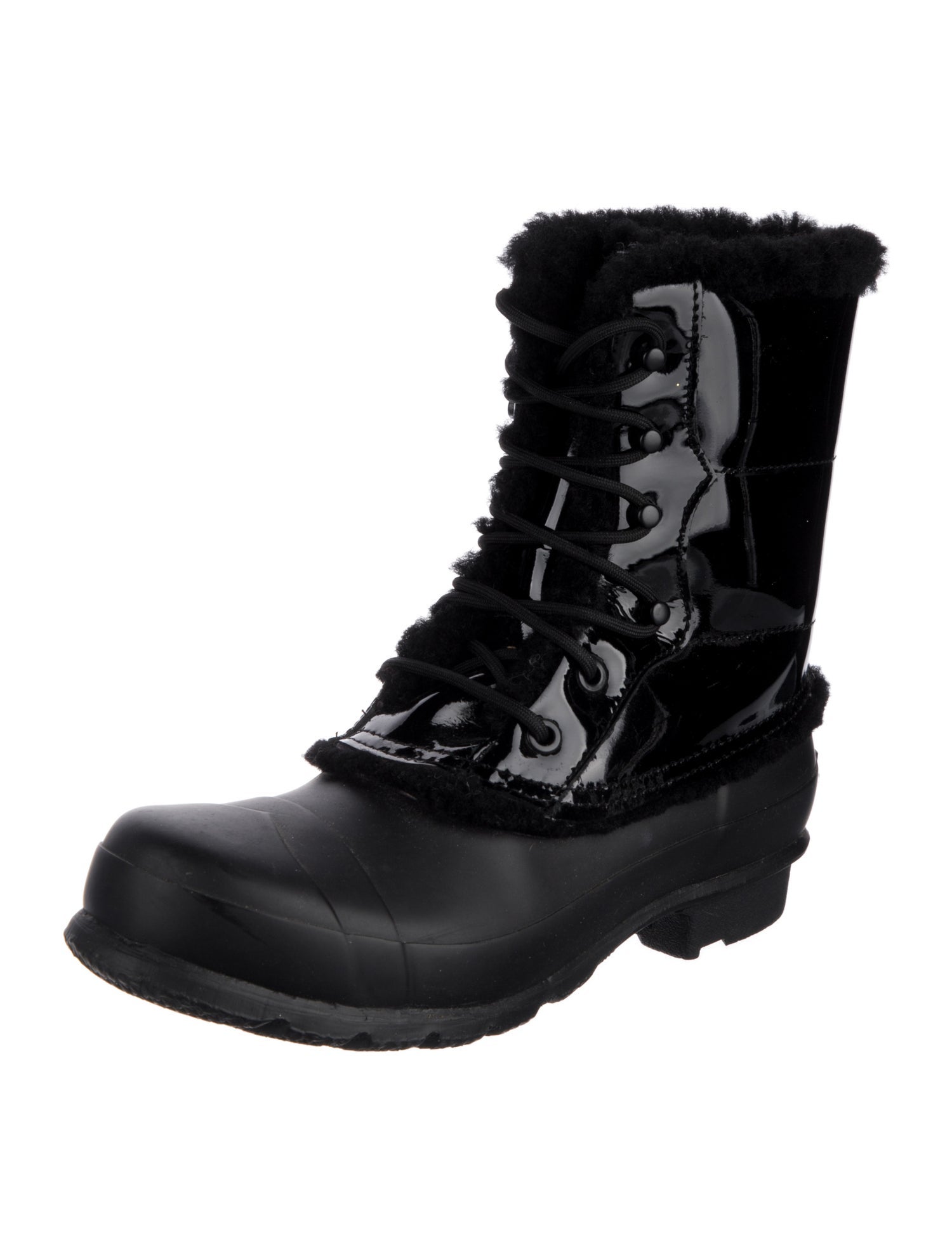 Hunter Patent Leather Combat Boots