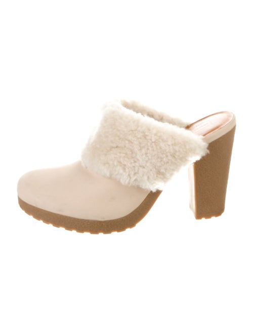 Hunter Leather Fur Trim Mules