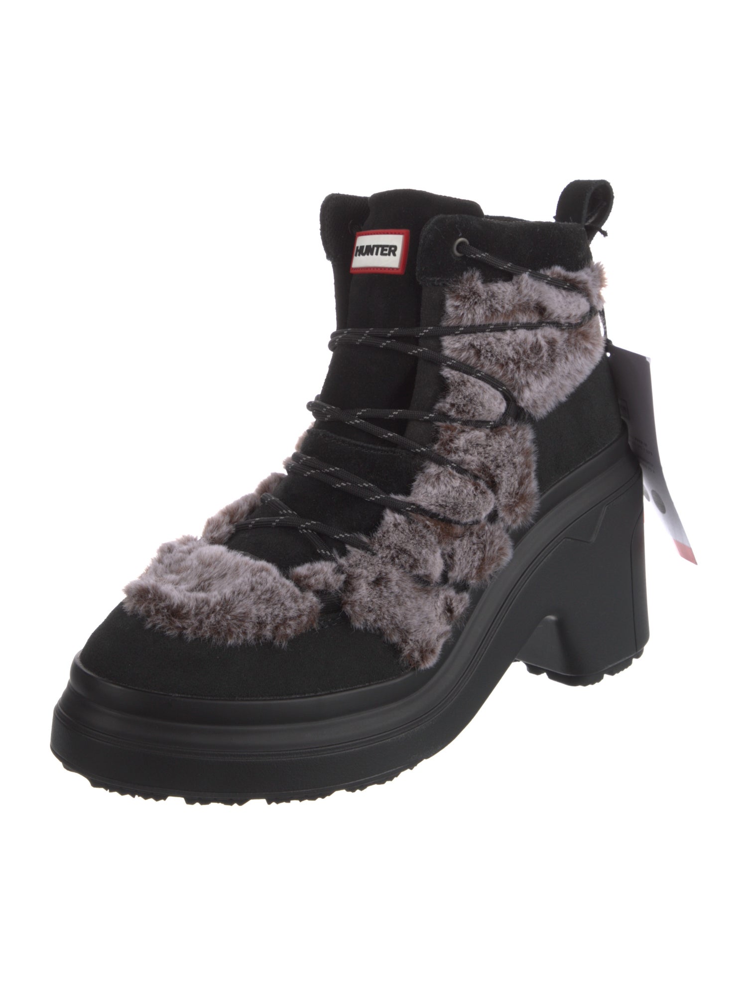 Hunter Suede Colorblock Pattern Combat Boots