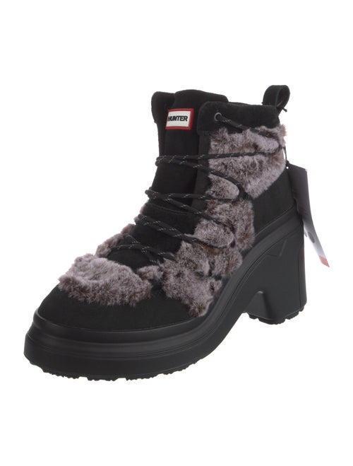 Hunter Suede Colorblock Pattern Combat Boots