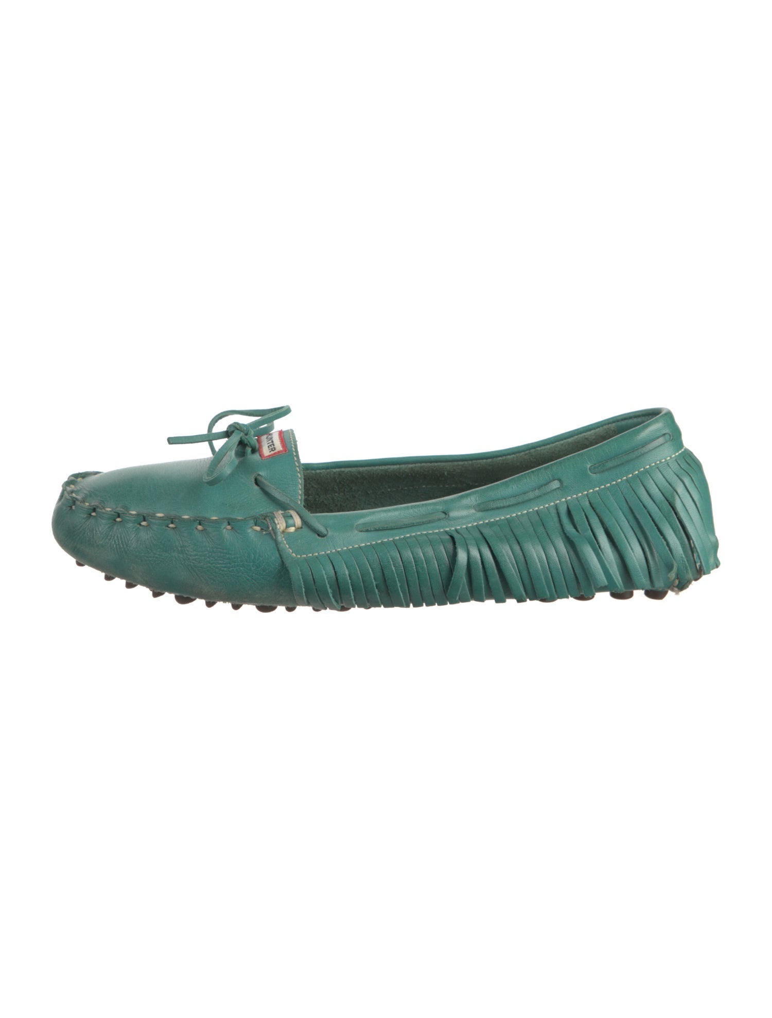Hunter Leather Fringe Trim Accent Moccasins