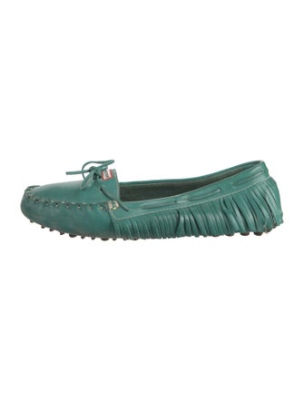 Hunter Leather Fringe Trim Accent Moccasins