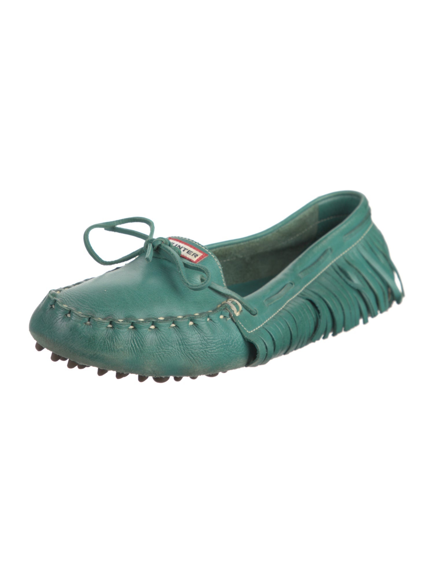 Hunter Leather Fringe Trim Accent Moccasins