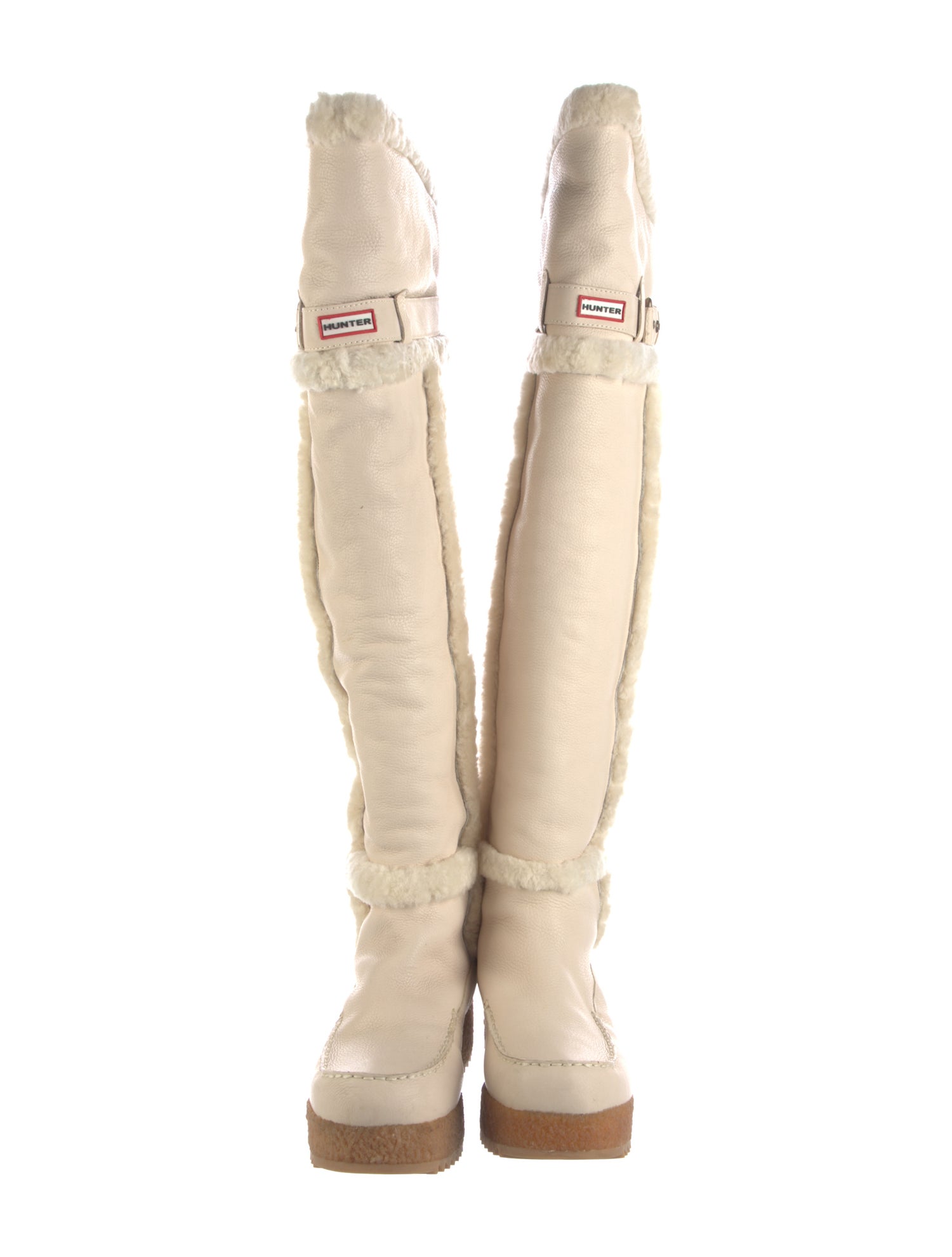 Hunter Leather Fur Trim Boots