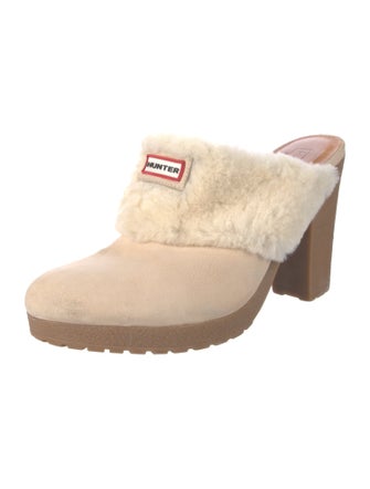 Hunter Suede Fur Trim Mules