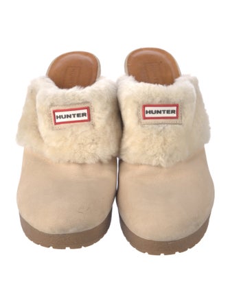 Hunter Suede Fur Trim Mules