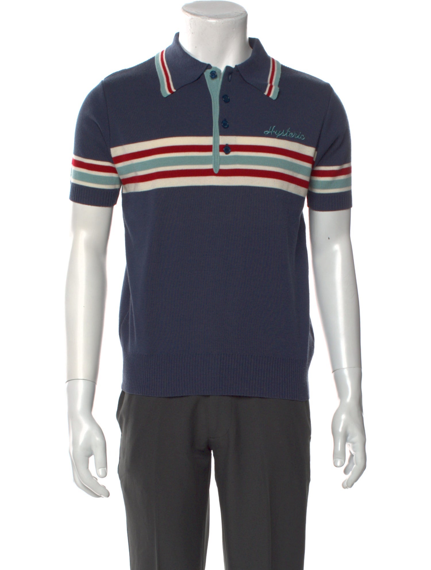 Hysteric Glamour Striped Collar Polo Shirt
