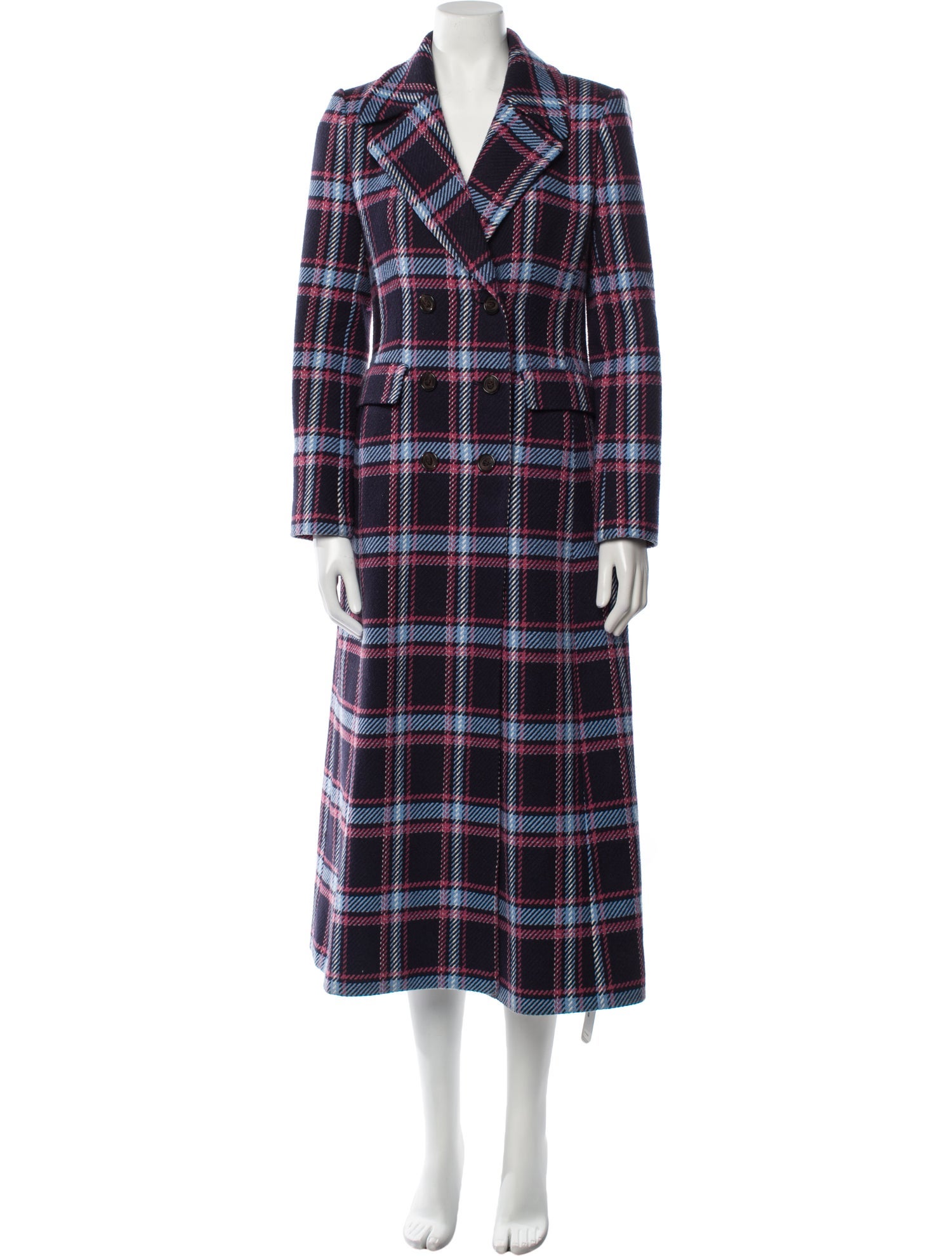 HALOGEN x ATLANTIC - PACIFIC Plaid Print Trench Coat