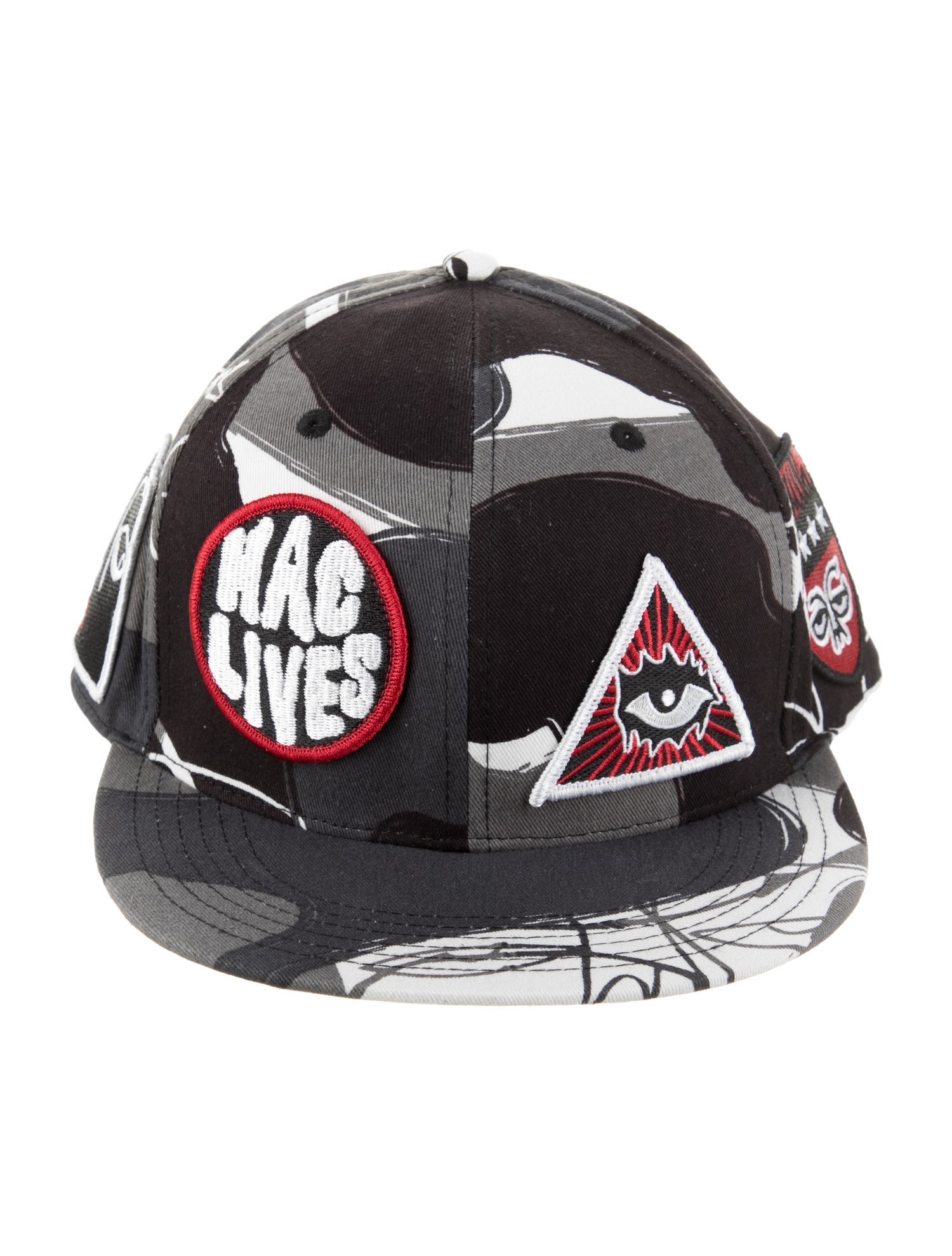 Haculla snapback hat with embroidery patches of original artworks