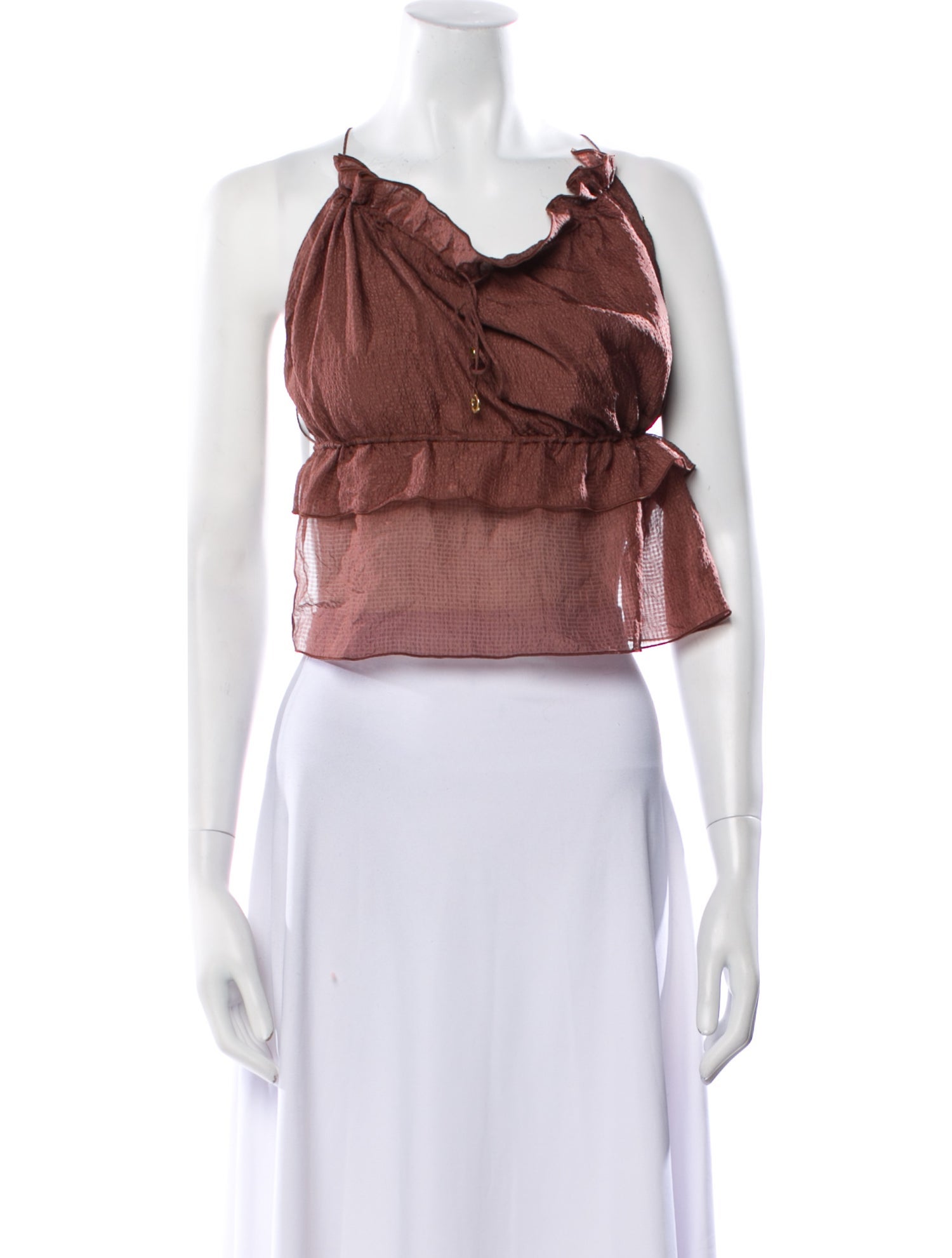 Hanne Bloch Silk Cowl Neck Crop Top