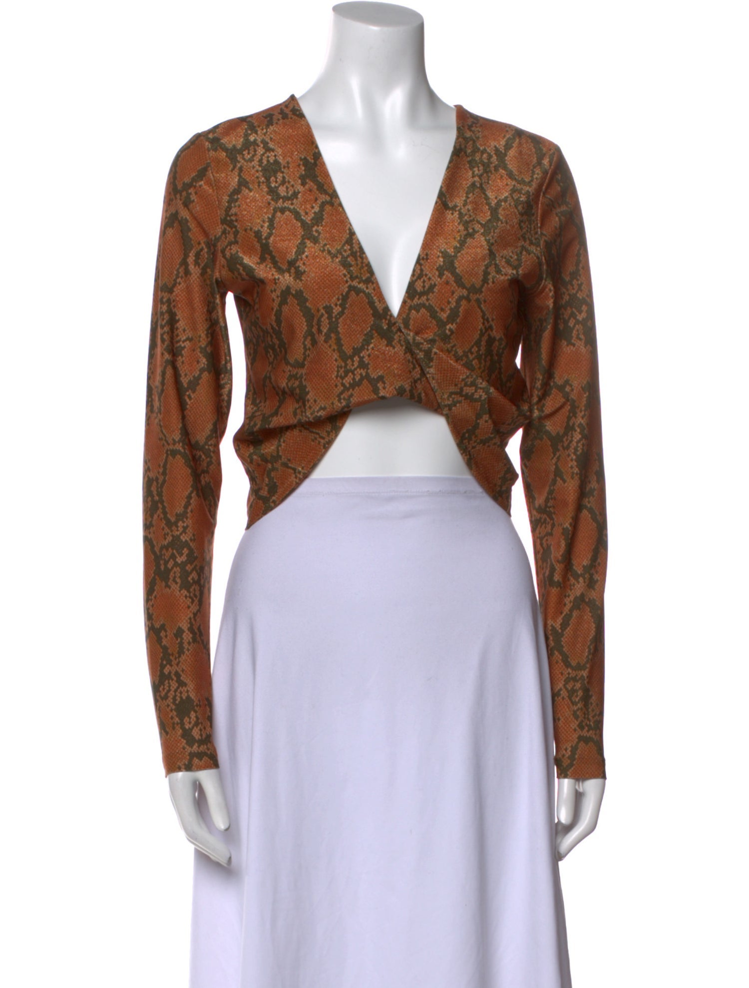 Hanne Bloch Printed V-Neck Crop Top