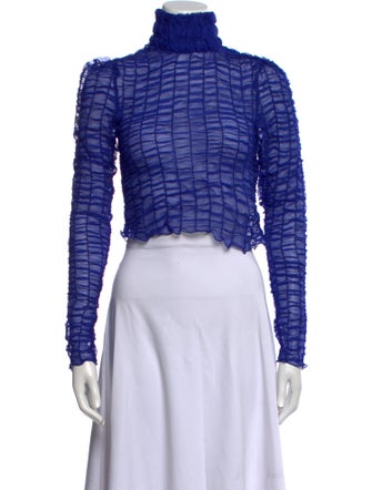 Hanne Bloch Striped Mock Neck Crop Top