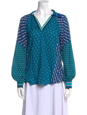 Hale Bob Printed V-Neck Button-Up Top