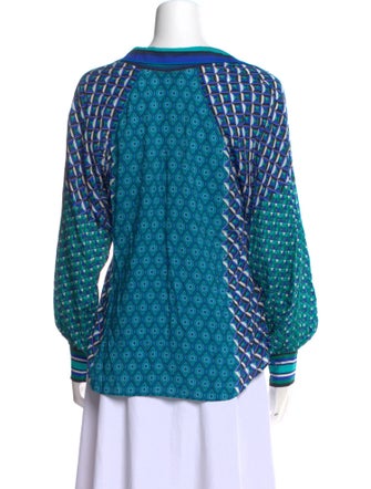 Hale Bob Printed V-Neck Button-Up Top