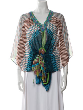 Hale Bob Printed V-Neck Blouse