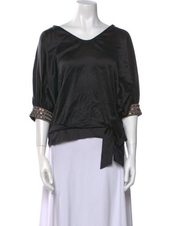 Hale Bob Silk V-Neck Blouse