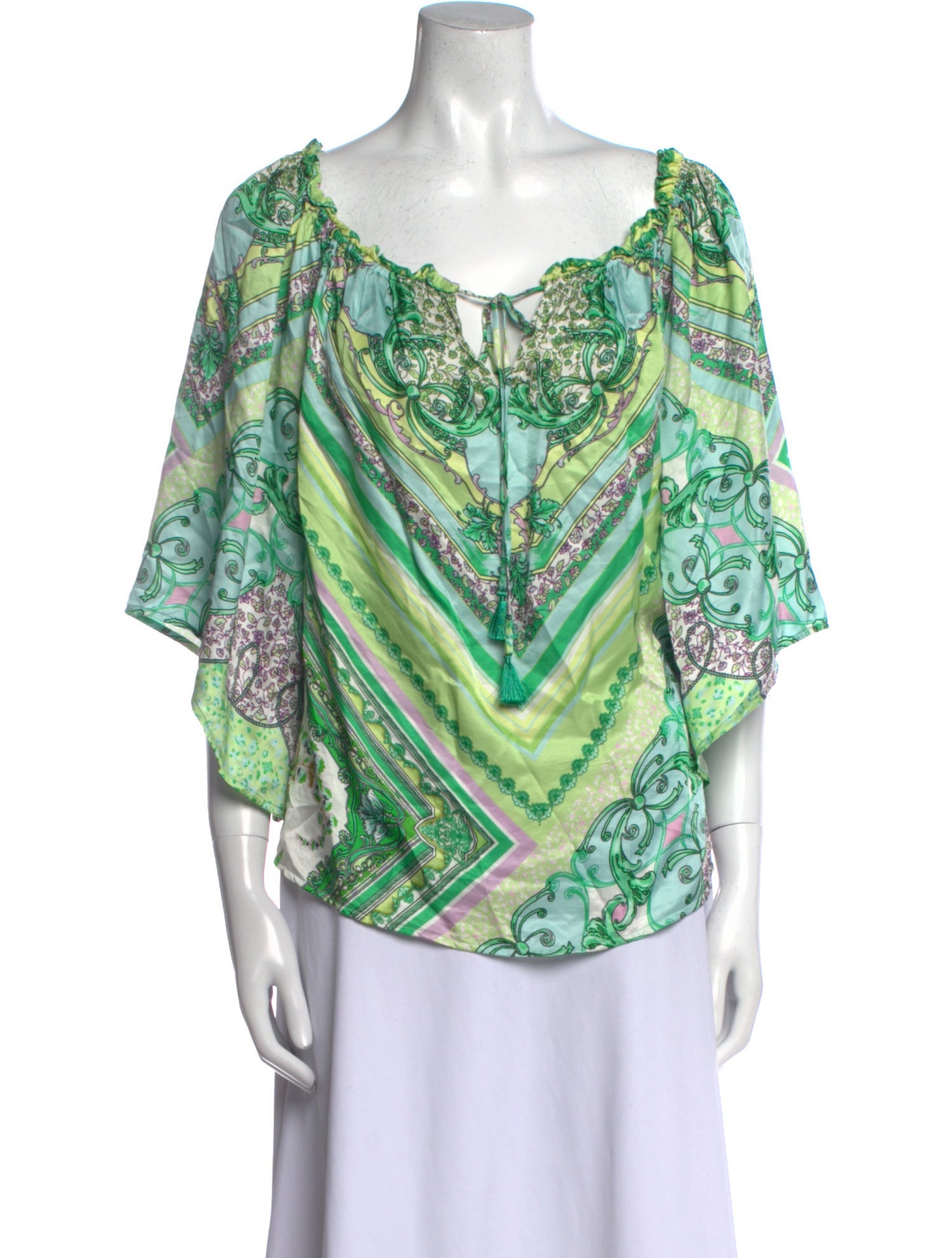 Hale Bob Printed Cowl Neck Blouse