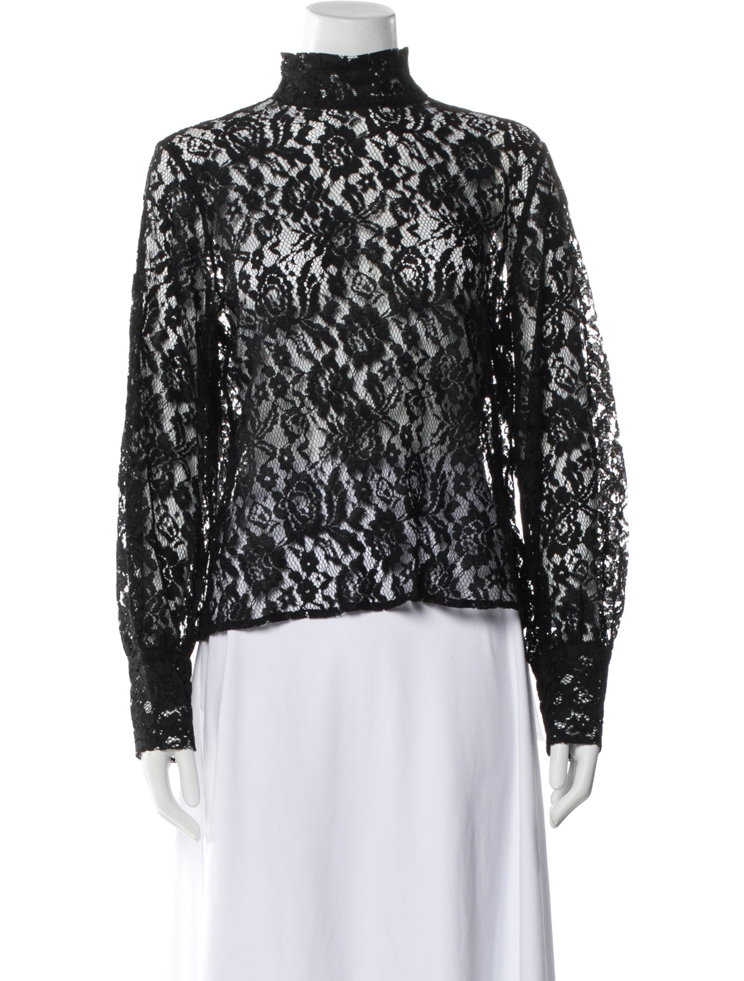 Hai Lace Pattern Turtleneck Top