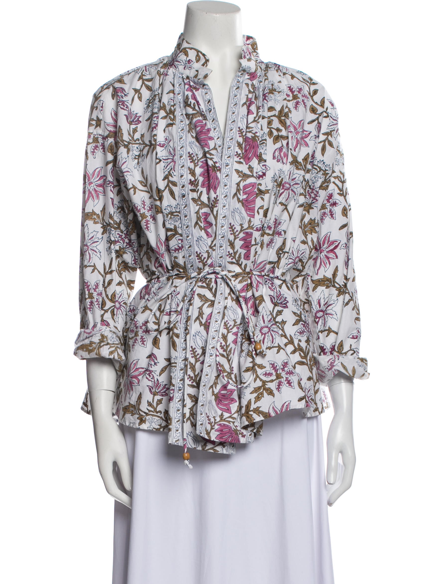 NWT Hannah Artwear Women's Floral Aubry Blouse – Cream, Medium (2)