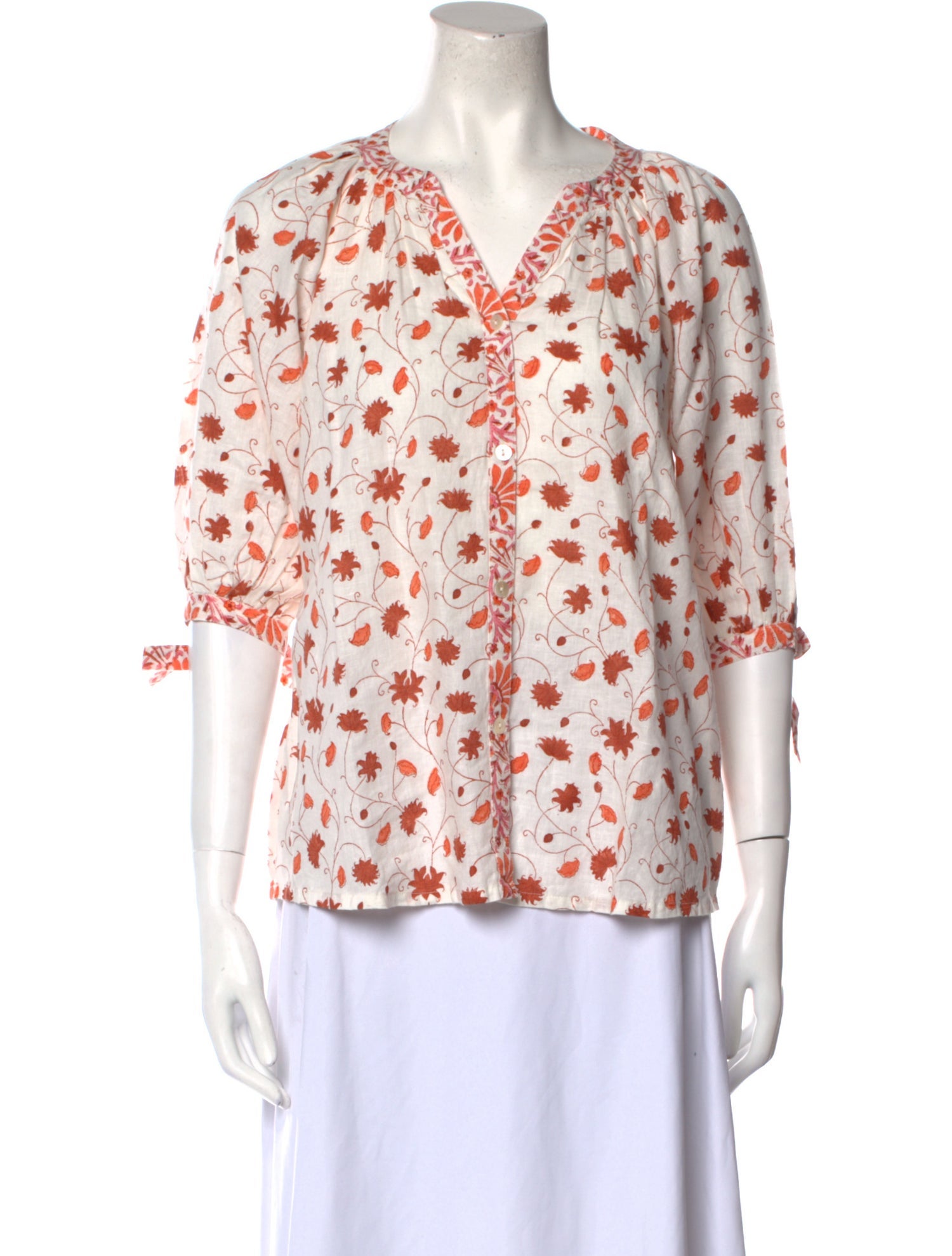 Hannah Artwear Floral Print V-Neck Blouse