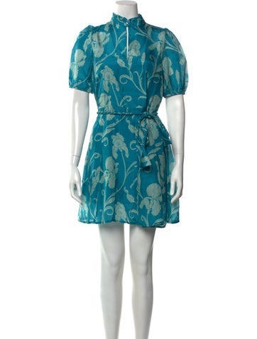 Pre-owned Hannah Artwear Silk Mini Dress W/ Tags In Blue