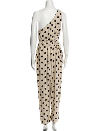 Hatch Polka Dot Print One-Shoulder Jumpsuit