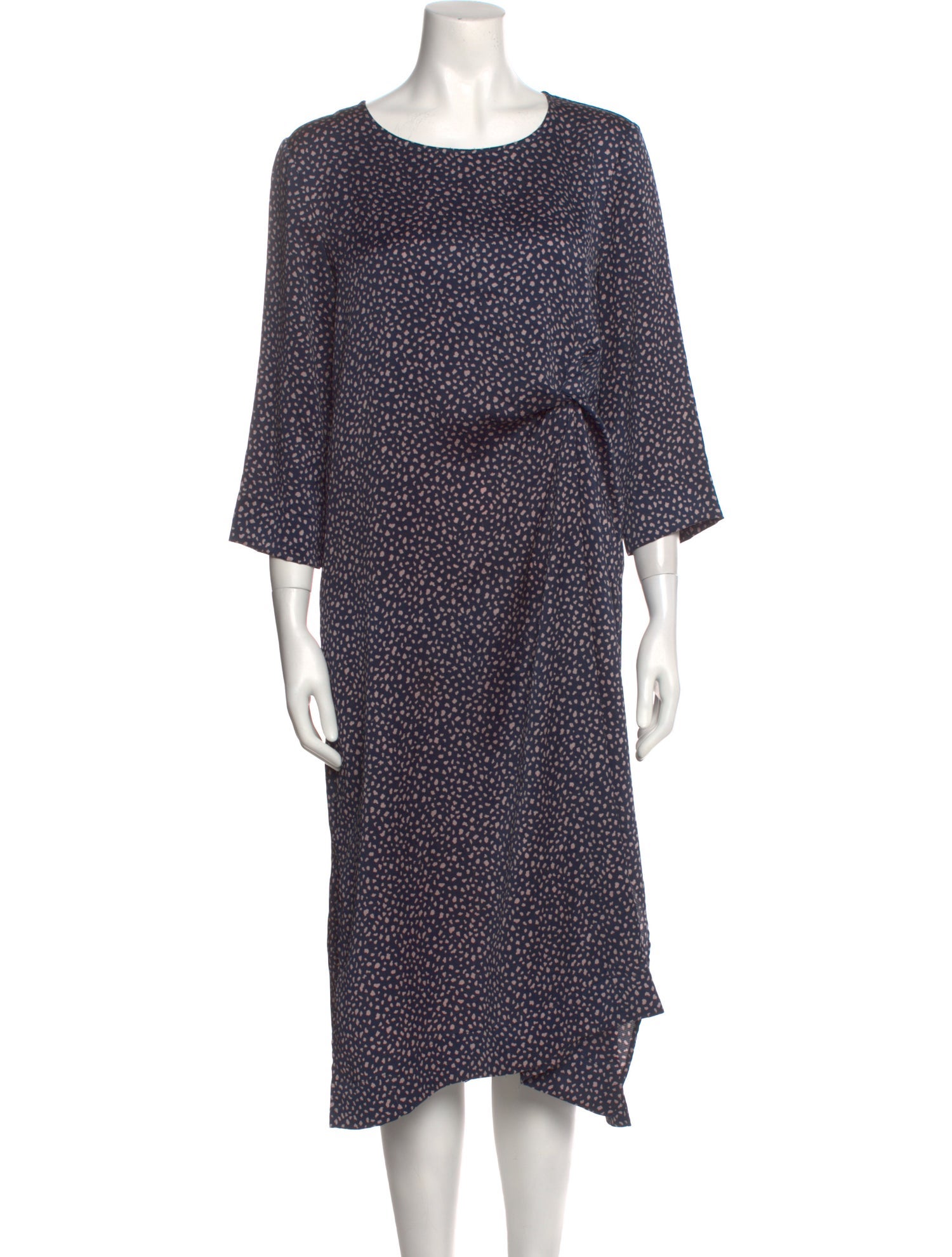 Hatch Polka Dot Print Midi Length Dress