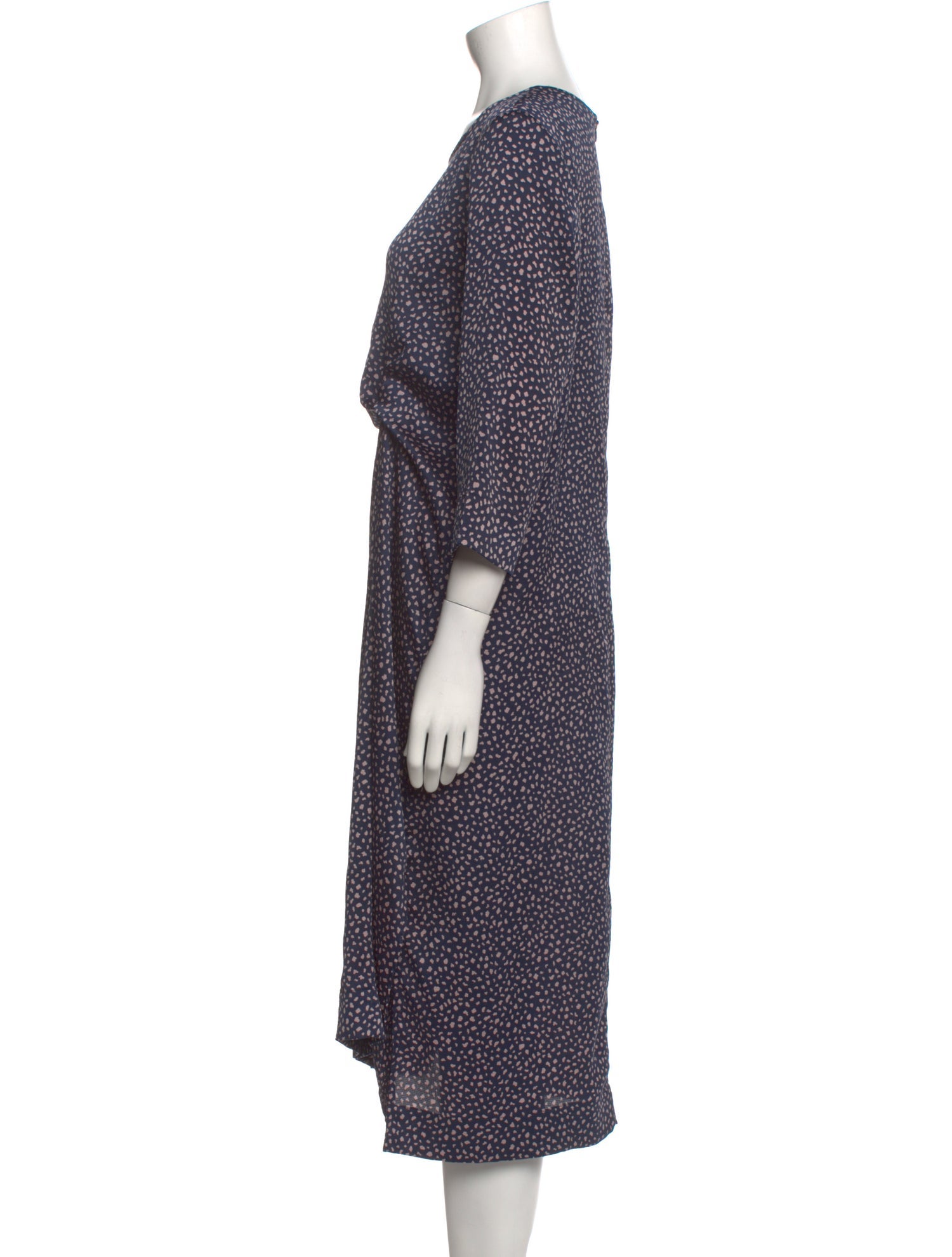 Hatch Polka Dot Print Midi Length Dress