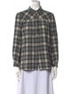 Hatch Plaid Print Long Sleeve Button-Up Top