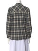 Hatch Plaid Print Long Sleeve Button-Up Top