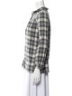 Hatch Plaid Print Three-Quarter Sleeve Button-Up Top