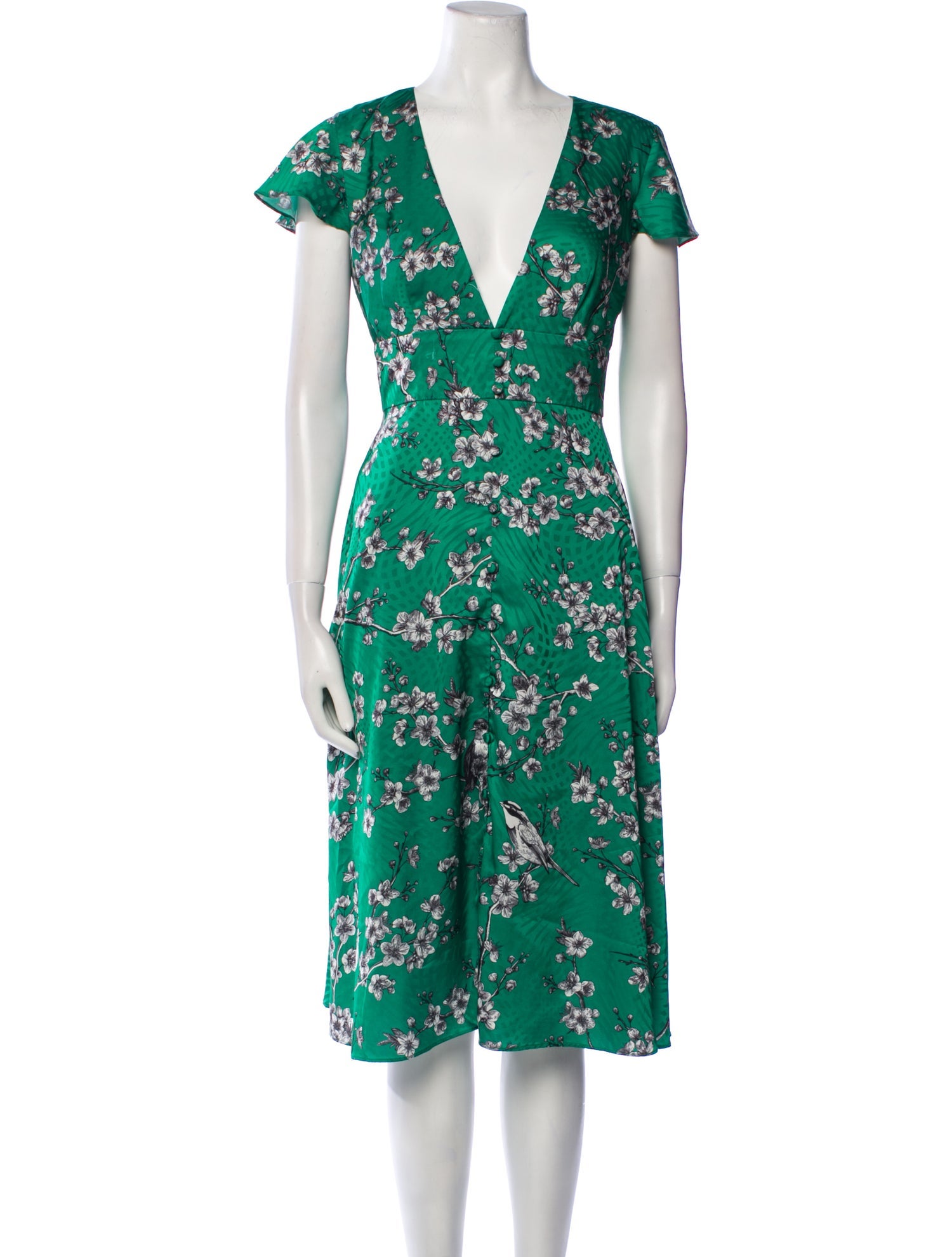 Hatch Floral Print Midi Length Dress