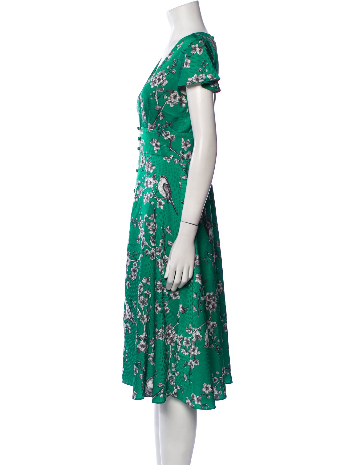Hatch Floral Print Midi Length Dress