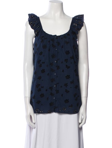 Hatch Tops Lace Pattern Scoop Neck Blouse S