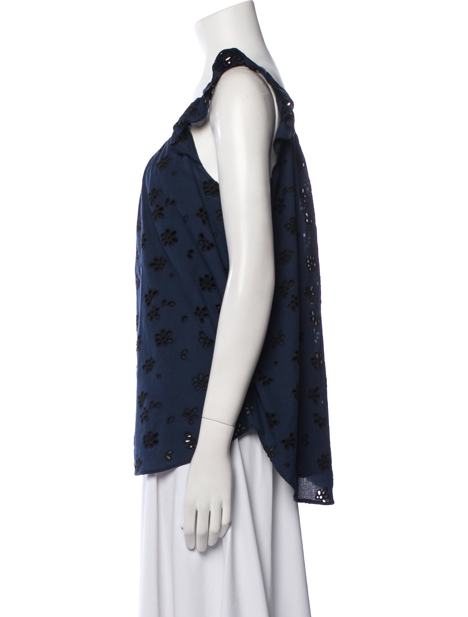 Hatch Lace Pattern Scoop Neck Blouse