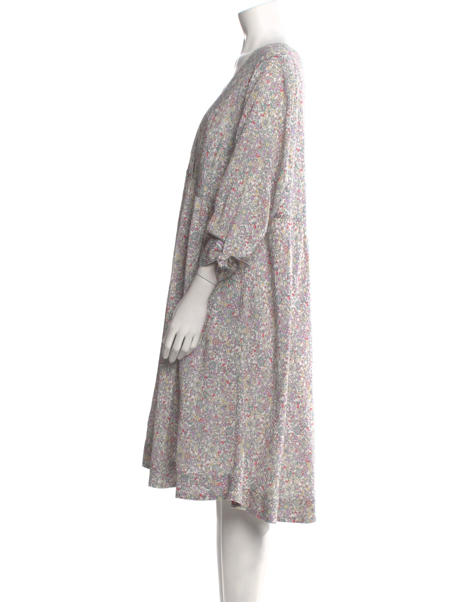 Hatch Floral Print Knee-Length Dress