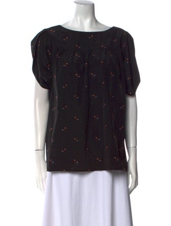 Hatch Printed Bateau Neckline Blouse