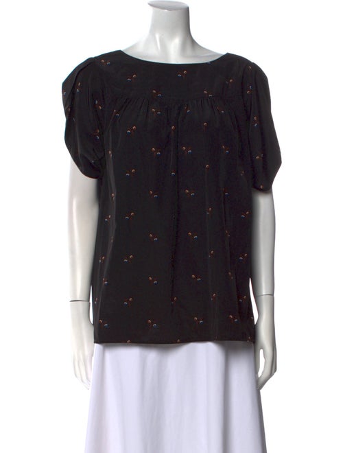 Hatch Printed Bateau Neckline Blouse