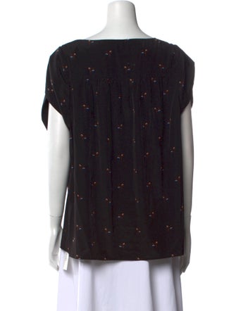 Hatch Printed Bateau Neckline Blouse