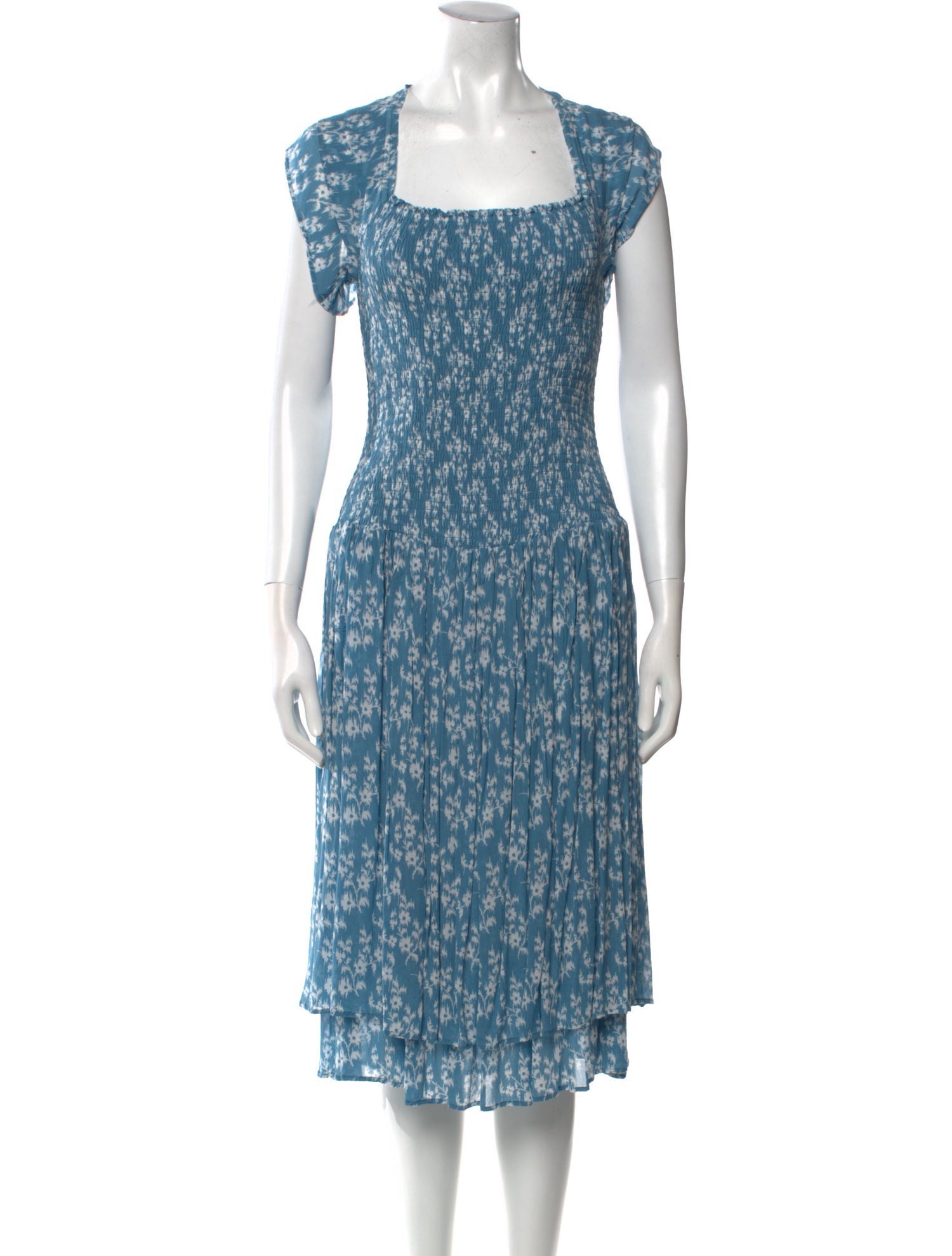 Hatch Floral Print Midi Length Dress