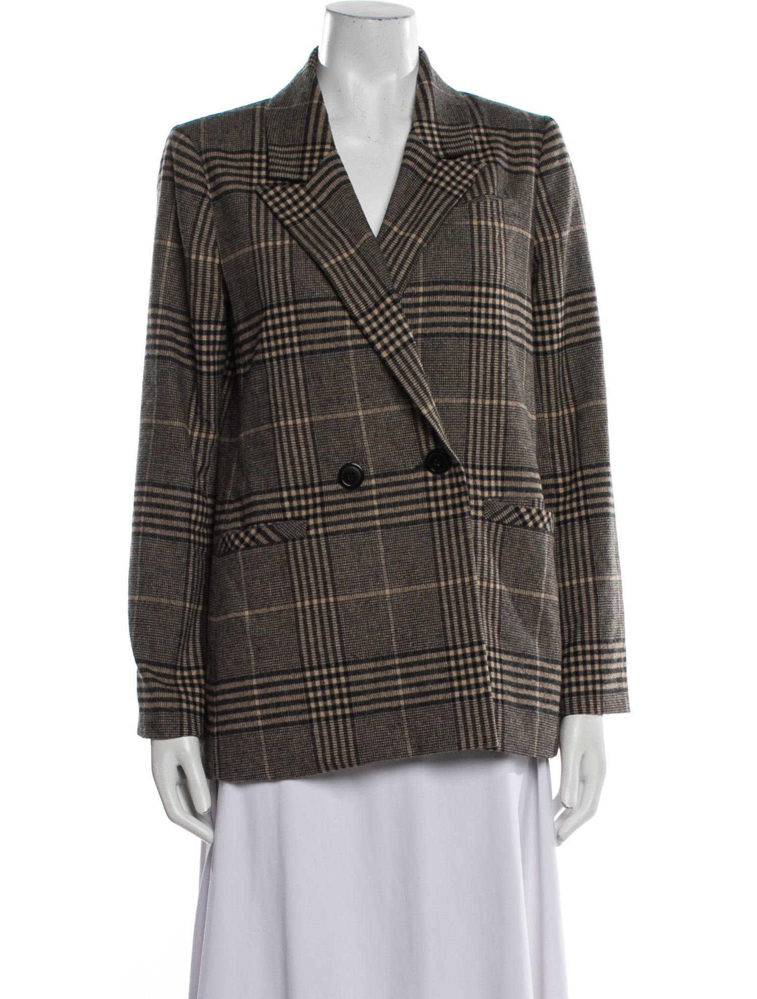 Hatch Wool Plaid Print Blazer
