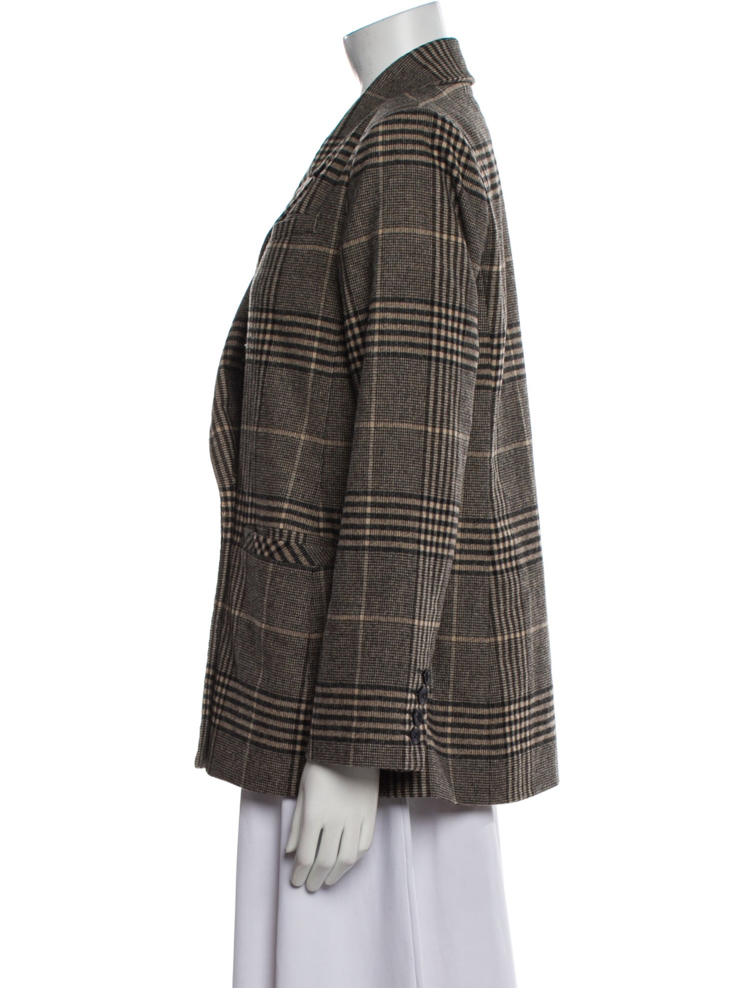 Hatch Wool Plaid Print Blazer
